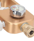Close-up of a Scuba Valve Adapter 4500 Psi Fill Station With Hose, showing pressure gauge and aluminum build, for PCP guns and snorkeling.