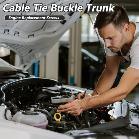 Mechanic using Heavy Duty Nylon Cable Tie Buckle Kit With Flush Cutter Double Sided Self Lock 100 Pcs Universal Zip Ties for car repairs