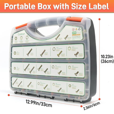 Tough As Nails Grade 8.8 Metric Nuts And Bolts Assortment Kit With Washers Heavy Duty Hex Fasteners For M6 M8 M10 M12 Home Garage in portable box