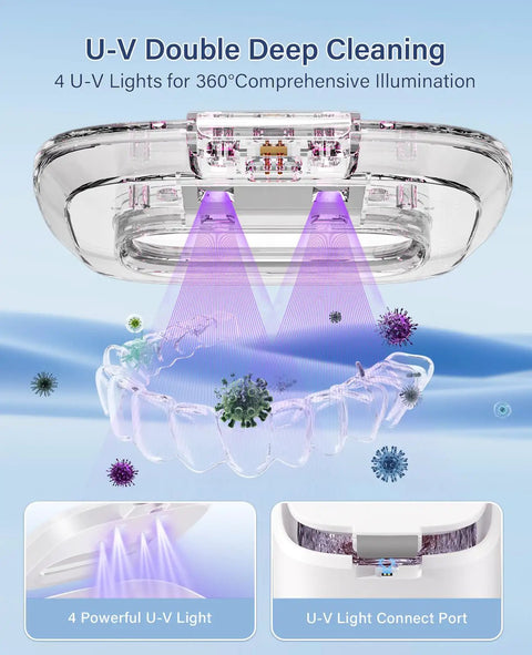 Ultrasonic Retainer Cleaner Machine With 45kHz Sonic Cleaning And Digital Timer Deep Clean For Dentures Aligners Braces Night