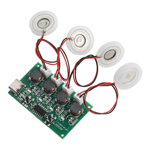 All In One DIY Humidifier Kit 5V Mist Maker Module Fogger Part With Atomizing Tablets Air Humidifying Component And Electronic Controller For Easy Humidity Boost In Small Projects, PCB and 4 mist discs