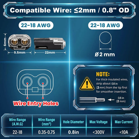 60 Pcs Quick Disconnect Wire Connectors Kit With 50 Two Pin And 10 Three Pin Plug In Connectors And Locking Buckle For LED Strip Lights Auto And Marine Projects Includes Transparent Storage Box, 22-18 AWG