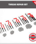 Workhorse Helicoil Thread Repair Kit 131 Piece Set With HSS Drills Inserts Taps And Tools For M5 M6 M8 M10 M12 displayed