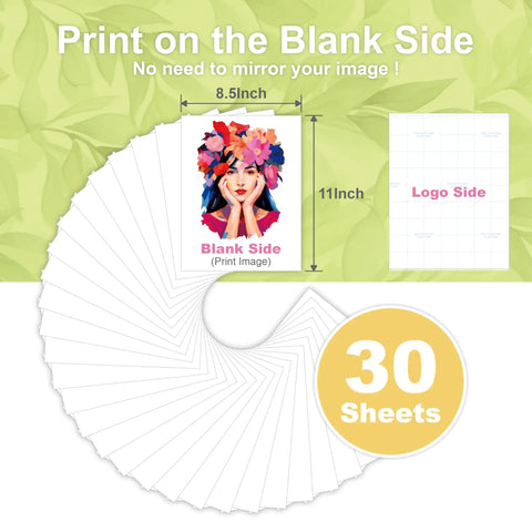 Dark Fabric Iron On Transfer Paper Set Of Thirty Sheets Eight Point Five By Eleven Inch Printable Vinyl for DIYers and custom designs
