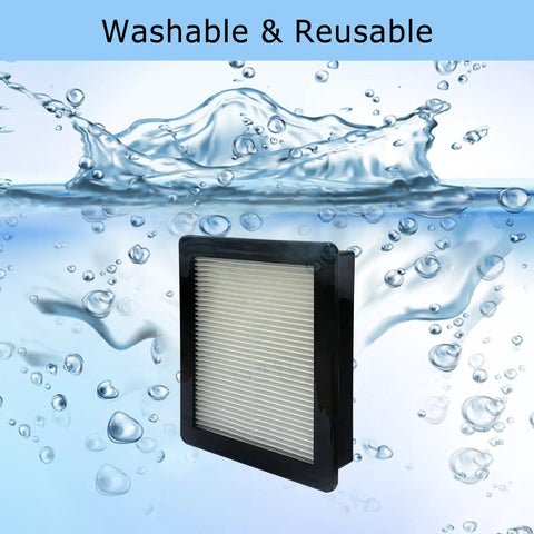 4 Pack 107315 HEPA Filter For ProTeam Super Coach Pro 6 Pro 10 FS 6 And GoFree Flex Pro Backpack Vacuums shown as washable and reusable in water.
