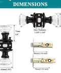 Octagon Crystal Door Knob Set For Privacy In Oil Rubbed Bronze Finish dimensions with latch measurements and glass knob details
