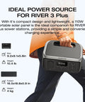 Person carrying RIVER 3 Plus Solar Generator with 110W Panel 286Wh LiFePO4 Battery 600W Continuous Power Surging to 1200W X Boost