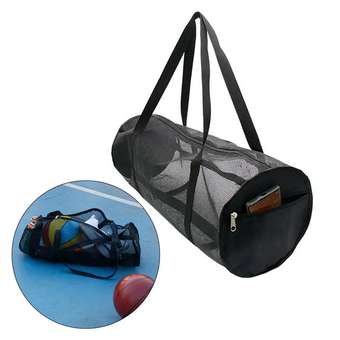 Heavy Duty Mesh Dive Bag For Gear And Sports Equipment, Foldable Duffel with net bag, black, side pocket, and handles