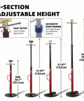 Heavy Duty 1.5 Ton Underhoist Support Stand With Patent Twist Lock Handle For Auto Repair showcasing adjustable height from 30.7" to 70.8".