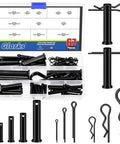 All Purpose Clevis Pin Kit With Cotter Pins And R Clips In 11 Sizes, 67 Piece Set Black Finish For Industrial Hardware