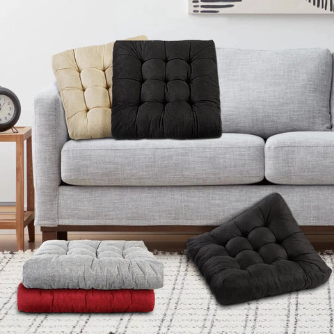 Thickened Floor Cushion For Meditation And Yoga Large 22x22 Inch Square Black cushion on sofa and floor