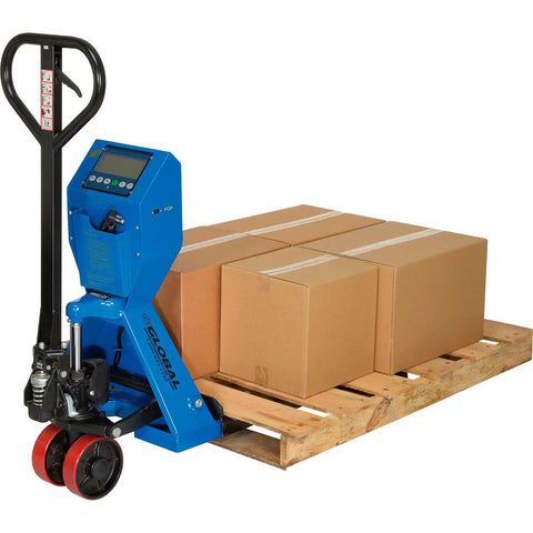 Heavy Duty Low Profile Pallet Jack Scale Truck Built Tough For Serious Payload Jobs Featuring Integrated Digital Weight Meter And No Sweat Ergonomic Pump Lever Systems