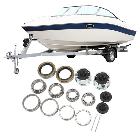 Trailer Bearing Kit For 1-1/16in To 1-3/8in Axles 3500lb 84 Spindle 2 Set L68149 L44649 Inner Bearings With Outer Races shown with boat