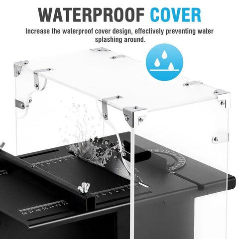 Powerful 1850W Jewelry Lapidary Saw With Multi Angle Cutting showcasing waterproof cover feature with splash protection