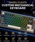 Flex75 Gasket Wireless Mechanical Keyboard With Control Knob Tri Mode Bluetooth 2.4G USB Wired with RGB lighting and CNC knob.