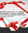 Ratcheting Chain Binder Three Eighths To One Half Inch Four Pack Load Binders With 9,200 Lbs Working Load Limit And 27,600 Lbs Break Strength