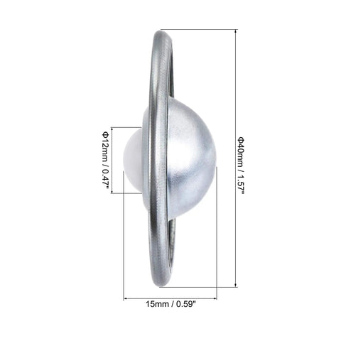 Side view of Ball Transfer Bearing Unit 12mm Nylon Flange Mount 17 Lbs Load Each 360 Degree Rotation Transmission Guide and Material Handling Accessory Pack of 4 for Pro Grade Setup with dimensions marked.