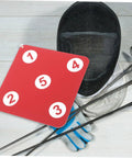 Sturdy Double Sided Wall Mounted Fencing Target For Practice Portable Indoor Fencing Gear on wooden surface with mask and gloves