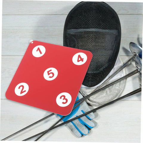 Sturdy Double Sided Wall Mounted Fencing Target For Practice Portable Indoor Fencing Gear on wooden surface with mask and gloves