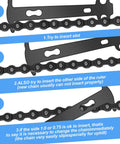All In One Bike Chain Repair Kit With Link Plier Chain Breaker Wear Indicator And 3 Pairs Missing Links showing wear guideline steps