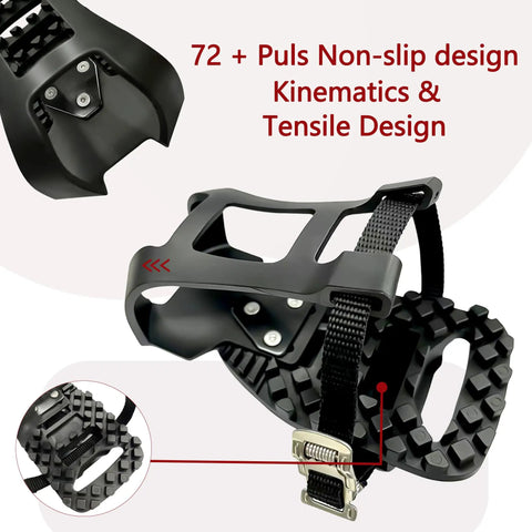 Pedal Cages For All Exercise Bikes With Stainless Hardware And Tool Free Sneaker Switching Peloton Compatible black view