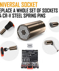 Ultimate Dad Gift Universal Socket Wrench That Grips Any Bolt Perfect Father's Day Gear For Dads Husbands Grandpas And Men Who Want Nothing Cool Practical Tools For Home Auto DIY with 54 CR-V steel spring pins, replacing multiple sockets.