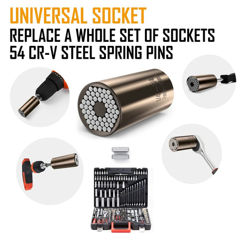 Ultimate Dad Gift Universal Socket Wrench That Grips Any Bolt Perfect Father's Day Gear For Dads Husbands Grandpas And Men Who Want Nothing Cool Practical Tools For Home Auto DIY with 54 CR-V steel spring pins, replacing multiple sockets.