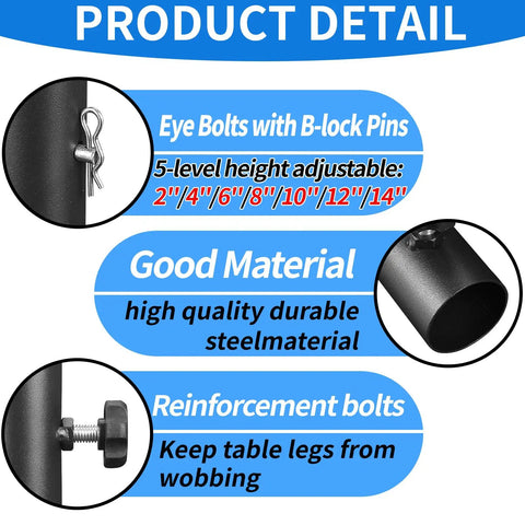 Top Shelf Folding Table Leg Extenders With Grippy Foam Pads And Secure Clips Boost Your Home Office Or Dinner Table Instantly includes adjustable steel eye bolts.