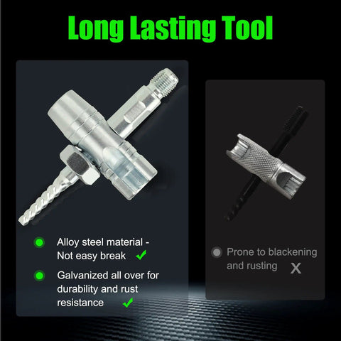 Alloy steel Heavy Duty Grease Zerk Cleaner Tool Set with corrosion resistant finish, includes zerk fitting cleaners.