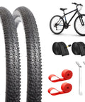 2 Pack 24 Inch Foldable Bike Tire Set With Inner Tubes Rim Strips And Tire Levers 8 Piece Kit For Youth MTBs Cruisers And Mountain Bikes