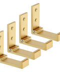 Foldable Wall Mount Towel And Coat Hooks Built With Heavy Duty Aluminum Alloy Featuring A Slick Gold Finish 4 Pack showing four hooks.