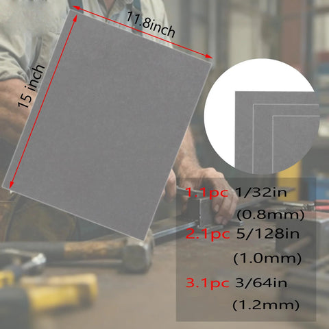 Automotive gasket material sheet, 15 x 11.8 in, gray non-asbestos high-temp, 0.8/1.0/1.2 mm thickness, Amazon brand.