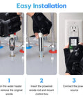 Steps to install Titanium Powered Water Heater Anode Rod For 40 To 89 Gallon Tanks, Anti Rust And Corrosion Shield.