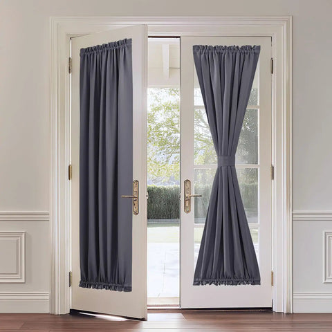 French Door Curtain Rod Adjustable From 18 To 32 Inches Wrap Around Cafe Curtain Rod For Doors And Windows Half Inch Diameter Black 2 Pack