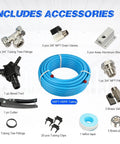 Image showing Leakproof Three Quarters Inch One Hundred Foot Pro Grade Air Line Kit with dual outlet piping and accessories.
