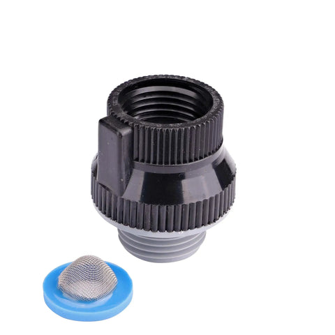 No Brainer Anti Siphon Backflow Preventer For Hose Bib And Drip Irrigation Systems Three Quarter Inch FHT To Three Quarter Inch MHT, black plastic