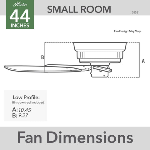 Diagram of 44 Inch Indoor Outdoor Ceiling Fan No Light With Low Profile Mount 5 Blades Damp Rated For Patio Porch Garage Or Living Room