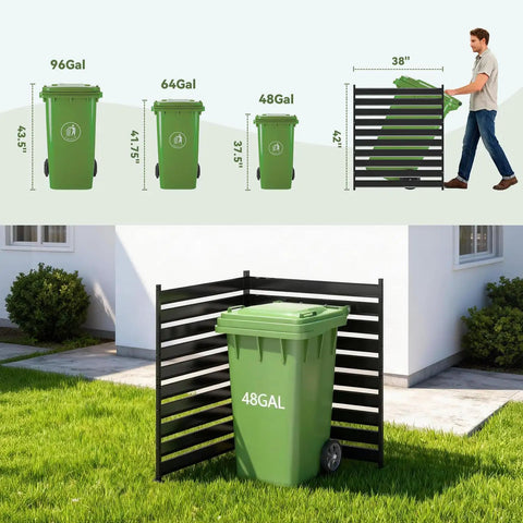 Outdoor Louvered AC Fence Screen Two Panels Privacy Screen For Hiding Air Conditioner Unit And Trash Cans Heavy Duty Rust Resistant Metal Garden Fence Decor for patio or balcony