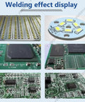 Various PCB soldering examples using Benchtop Reflow Oven With 1500W Infrared Heater And Hot Air Circulation For PCB SMD SMT BGA Rework.