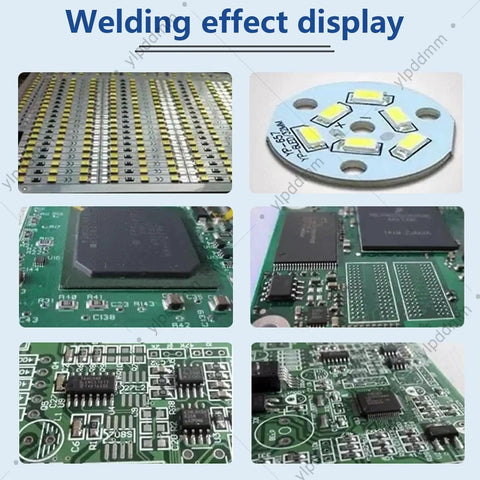 Various PCB soldering examples using Benchtop Reflow Oven With 1500W Infrared Heater And Hot Air Circulation For PCB SMD SMT BGA Rework.