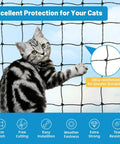 Cat interacting with Cat Balcony Netting For Pets 10x20 Feet Steel Wire Reinforced Screen Built Tough Mesh Fence, outdoor safety net.