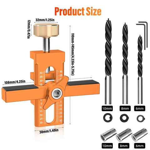 2-In-1 Cabinet Door Mounting Jig With Adjustable Positioner, Aluminum Alloy Leveling Tool, Drill Bits And Accessories