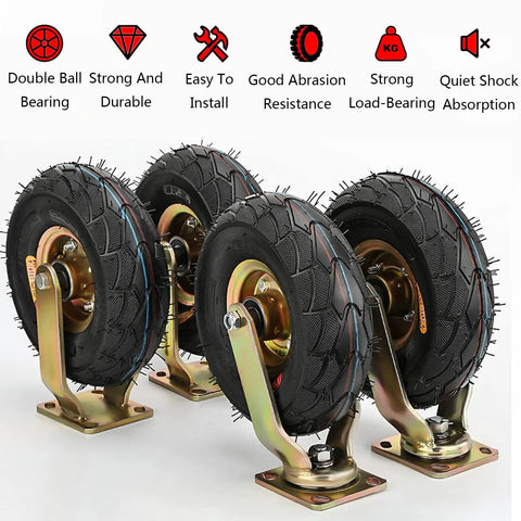 4 Pack Heavy Duty Rubber Caster Wheels Featuring Antislip Tires with double ball bearing, designed for industrial cart upgrades.