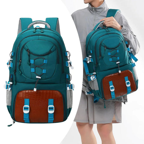 Trail Ready Hiking Backpack Rucksack For Outdoor Adventures Mountaineering And Camping Pack Versatile Travel Bag in Dark Green
