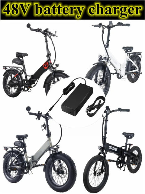 54.6V 2A Universal Electric Scooter And E Bike Charger With Three Plug Types Replacement Charger For 48V Batteries Gotrax F1 F2 F5 And Other 54.6V Battery Scooters Plug And Play Ready