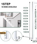 Heavy-Duty U-Shaped Stair Handrail For Indoor Steps featuring dimensions and installation details for safety and support.
