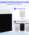 2 Pack C545 Replacement Filter S Kit For Winix C545 Air Purifier H13 True HEPA and carbon filters shown with compatibility info