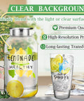Clear Waterslide Decal Paper For Laser Printers 8.5x11 showcasing designs on a glass pitcher and a tumbler