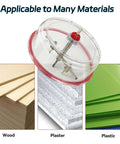 Adjustable hole saw cutter kit with ABS dust cover; 1-5/8 to 8 in openings for recessed ceiling lights.