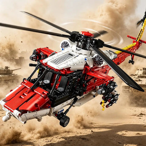 Rescue Helicopter Building Set for Adults and Aviation Nerds, Large Military Model Kit With Rotating Rotor and Tactical Accessories